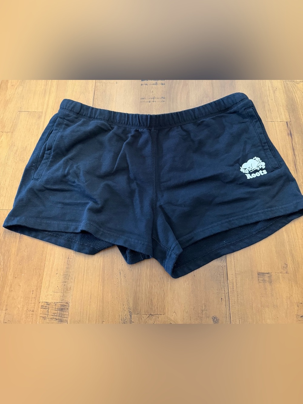 Roots Black Athletic Knit Shorts with Logo